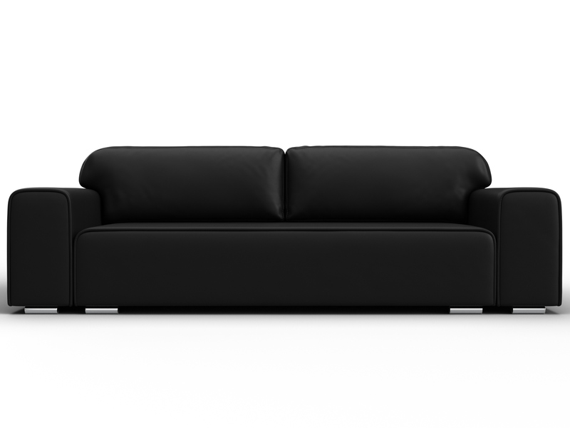 Диван прямой Лига-029, Экокожа, Черный