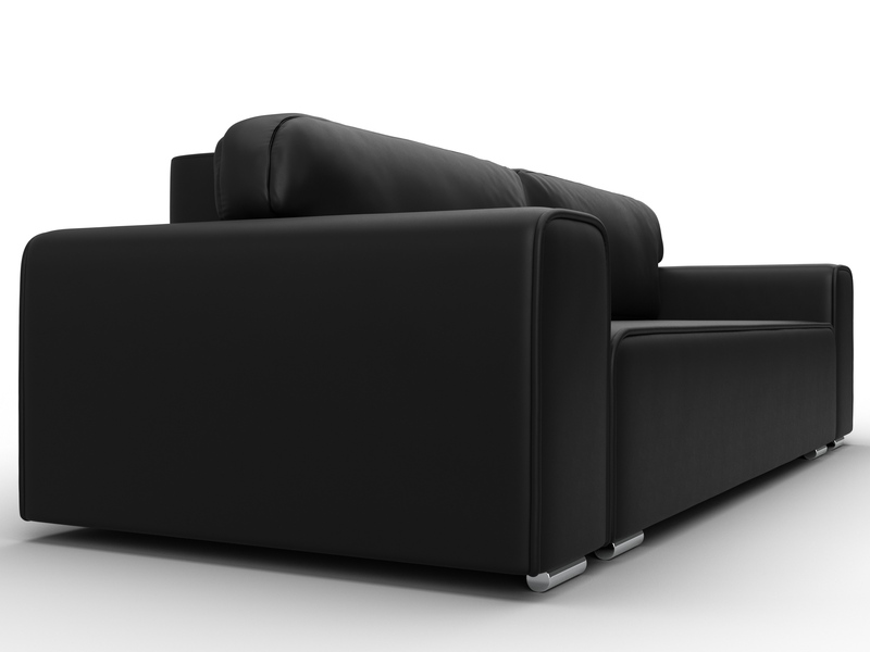 Диван прямой Лига-029, Экокожа, Черный