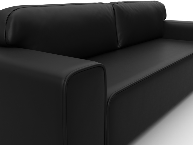 Диван прямой Лига-029, Экокожа, Черный