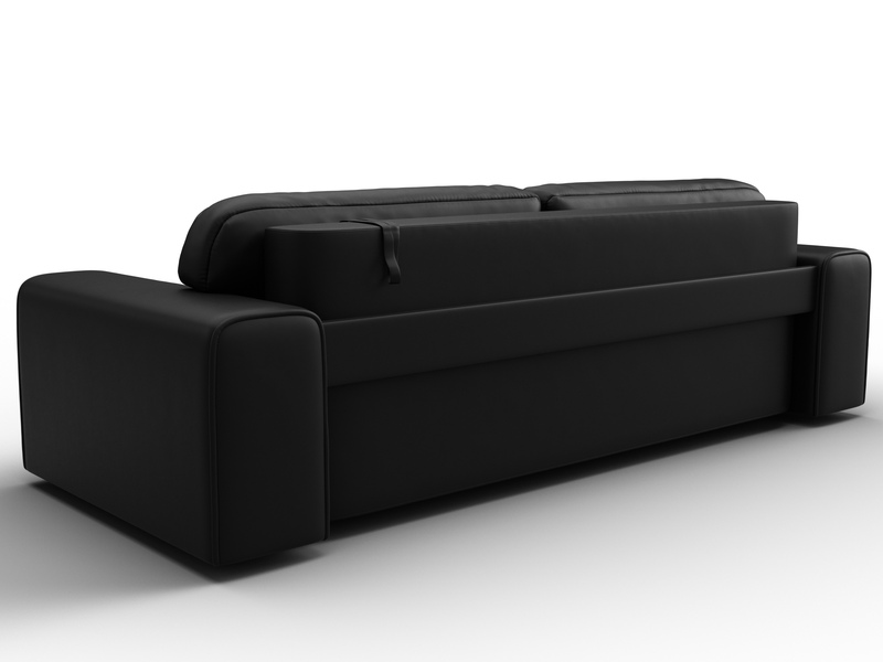 Диван прямой Лига-029, Экокожа, Черный