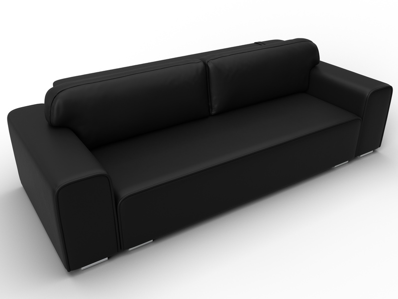 Диван прямой Лига-029, Экокожа, Черный