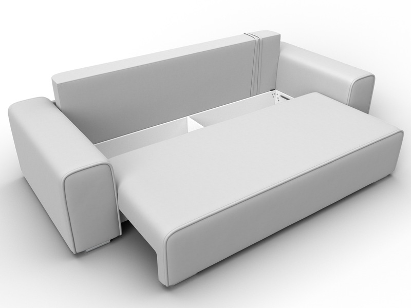 Диван прямой Лига-029, Экокожа, Белый