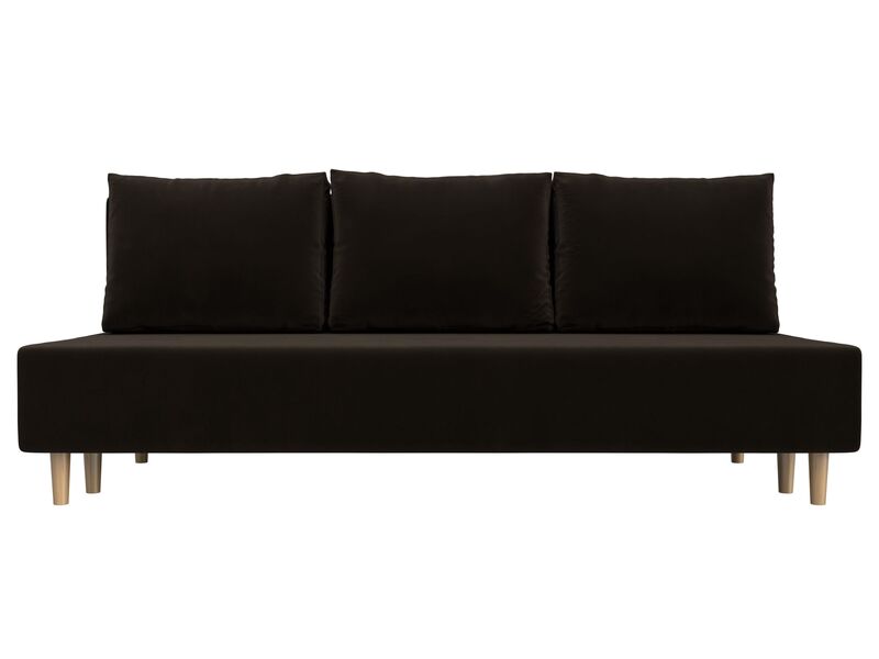 Диван прямой Лига-033, Микровельвет, Коричневый