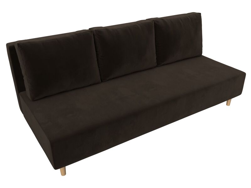 Диван прямой Лига-033, Микровельвет, Коричневый