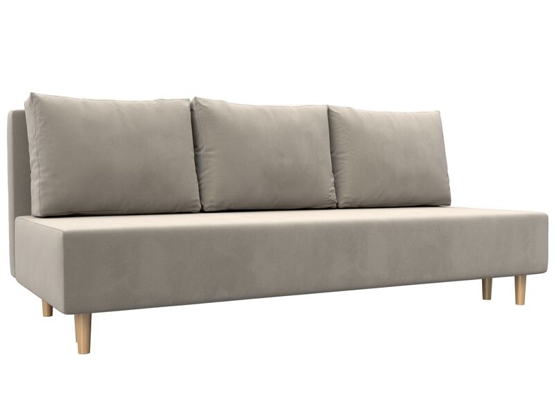 Диван прямой Лига-033, Микровельвет, Бежевый