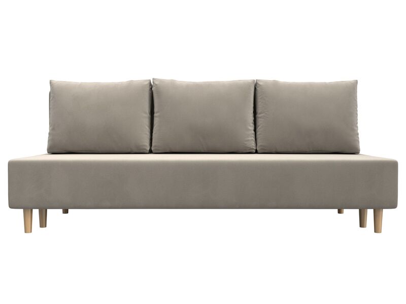 Диван прямой Лига-033, Микровельвет, Бежевый