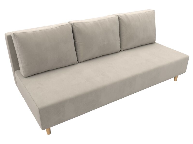 Диван прямой Лига-033, Микровельвет, Бежевый