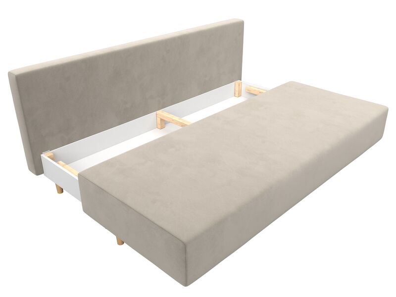 Диван прямой Лига-033, Микровельвет, Бежевый