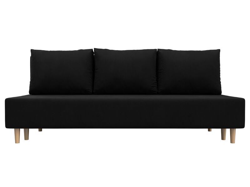 Диван прямой Лига-033, Микровельвет, Черный