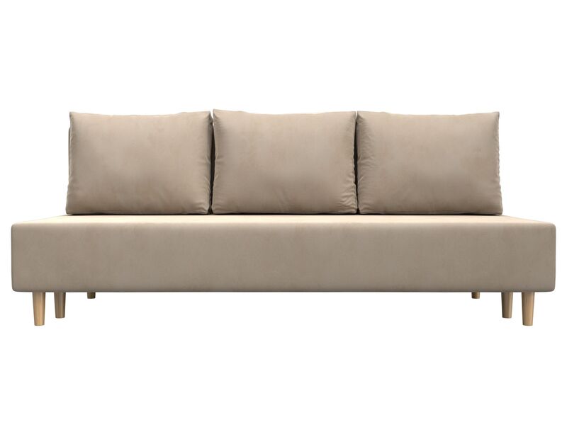 Диван прямой Лига-033, Велюр, SEVEN 729 бежевый