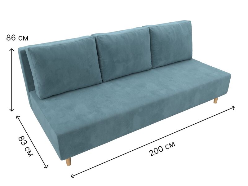 Диван прямой Лига-033, Велюр, SEVEN 113 бирюзовый