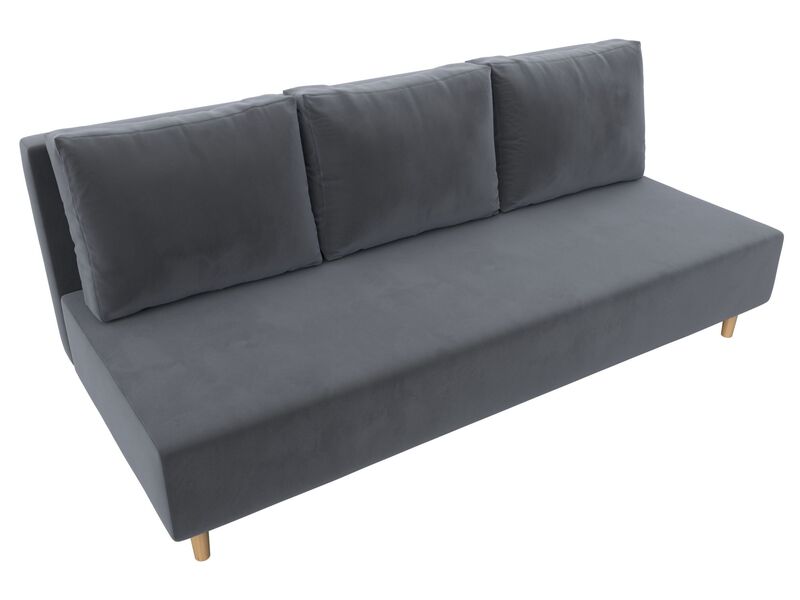 Диван прямой Лига-033, Велюр, SEVEN 17 серый