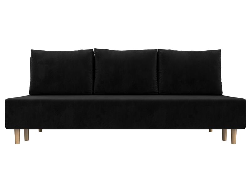 Диван прямой Лига-033, Велюр, SEVEN 35 черный