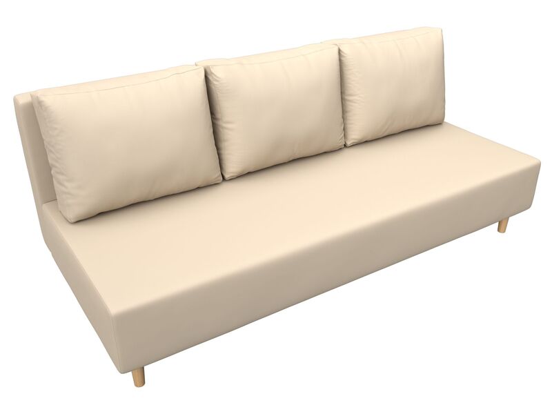 Диван прямой Лига-033, Экокожа, Бежевый