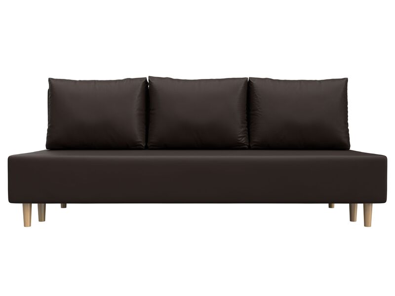 Диван прямой Лига-033, Экокожа, Коричневый