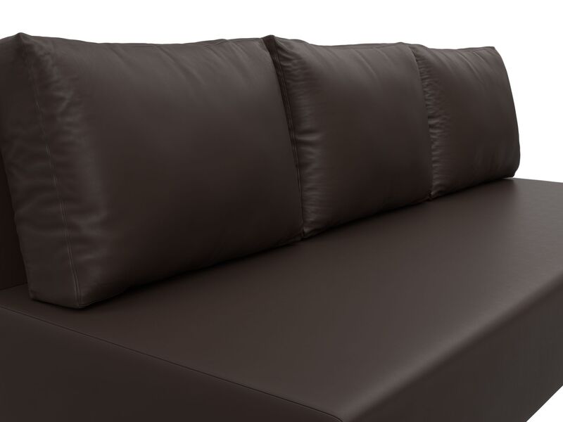 Диван прямой Лига-033, Экокожа, Коричневый