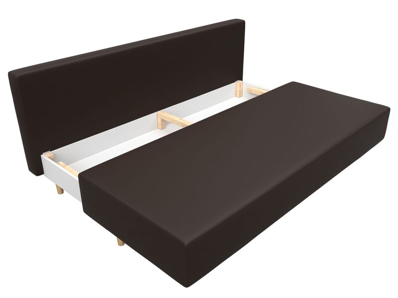 Диван прямой Лига-033, Экокожа, Коричневый