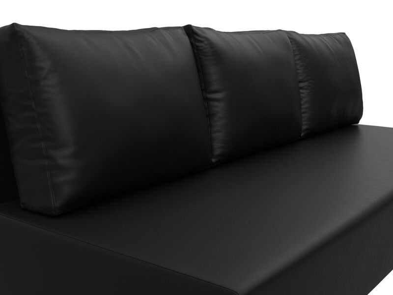 Диван прямой Лига-033, Экокожа, Черный