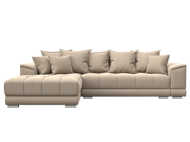 Диван угловой НордСтар левый угол, Велюр, SEVEN 729 бежевый