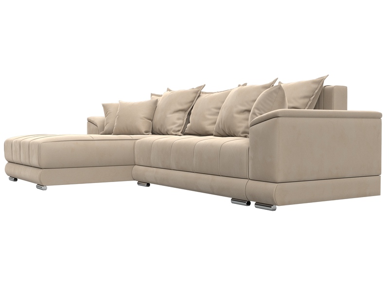 Диван угловой НордСтар левый угол, Велюр, SEVEN 729 бежевый