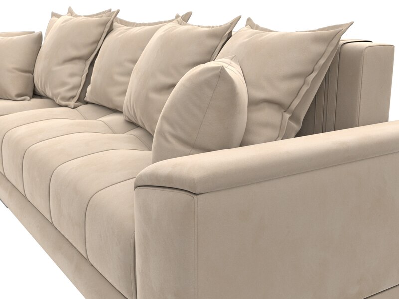 Диван угловой НордСтар левый угол, Велюр, SEVEN 729 бежевый