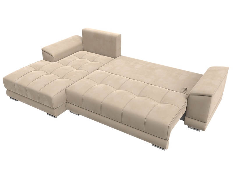 Диван угловой НордСтар левый угол, Велюр, SEVEN 729 бежевый