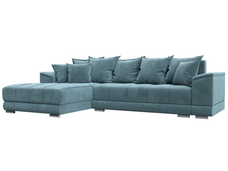 Диван угловой НордСтар левый угол, Велюр, SEVEN 113 бирюзовый
