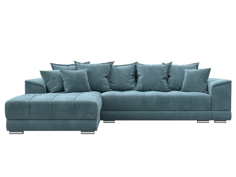 Диван угловой НордСтар левый угол, Велюр, SEVEN 113 бирюзовый