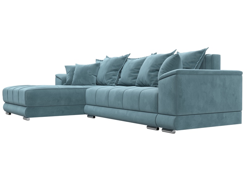 Диван угловой НордСтар левый угол, Велюр, SEVEN 113 бирюзовый