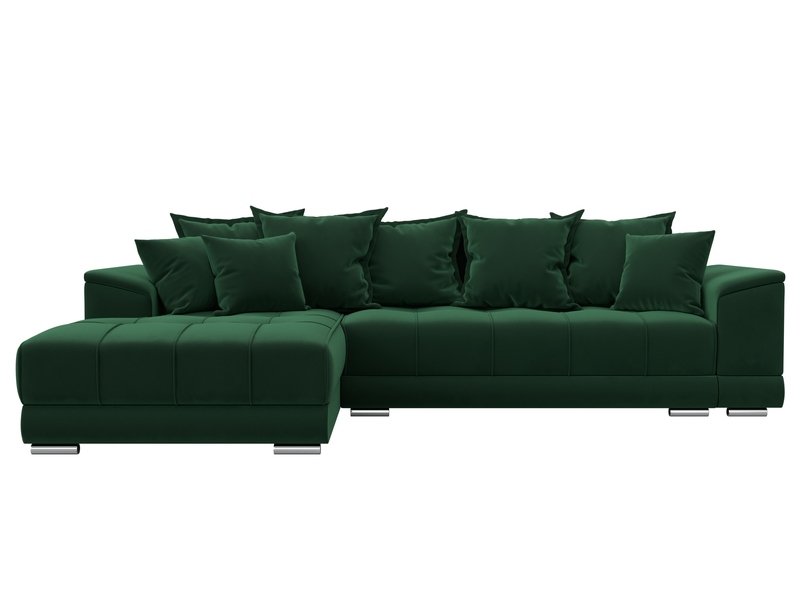 Диван угловой НордСтар левый угол, Велюр, SEVEN 626 зеленый