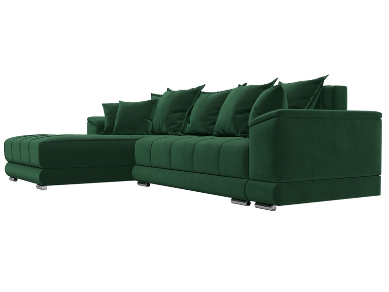 Диван угловой НордСтар левый угол, Велюр, SEVEN 626 зеленый