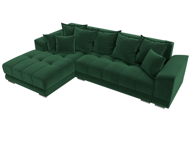 Диван угловой НордСтар левый угол, Велюр, SEVEN 626 зеленый