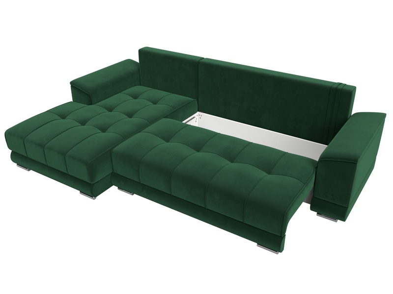 Диван угловой НордСтар левый угол, Велюр, SEVEN 626 зеленый