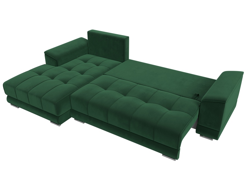 Диван угловой НордСтар левый угол, Велюр, SEVEN 626 зеленый