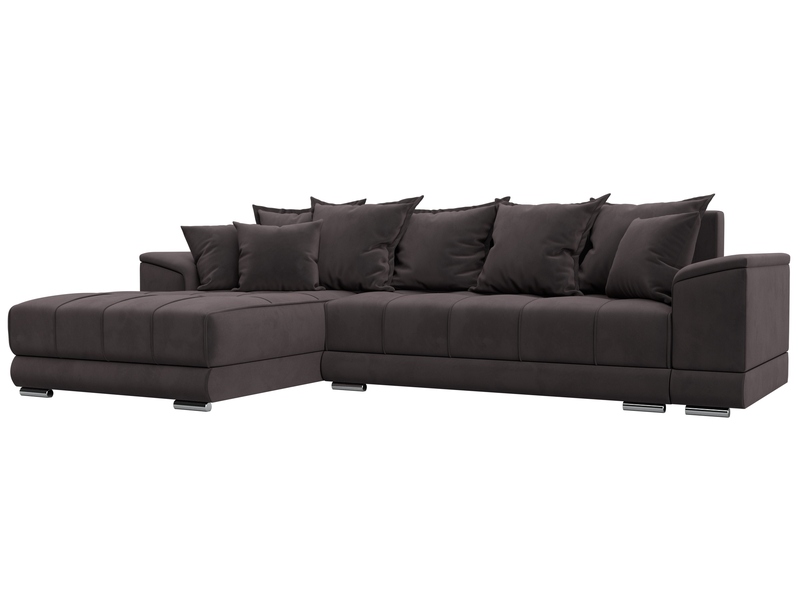 Диван угловой НордСтар левый угол, Велюр, SEVEN 727 коричневый