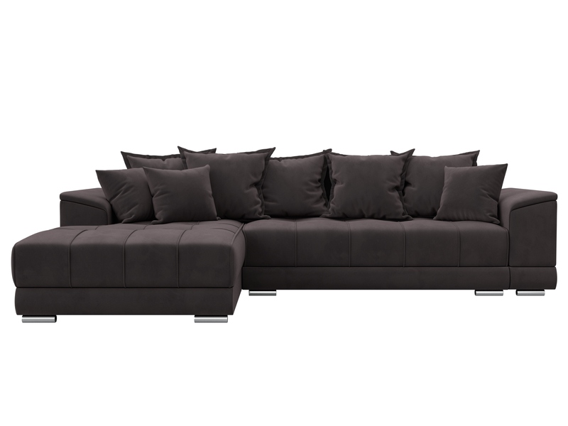 Диван угловой НордСтар левый угол, Велюр, SEVEN 727 коричневый