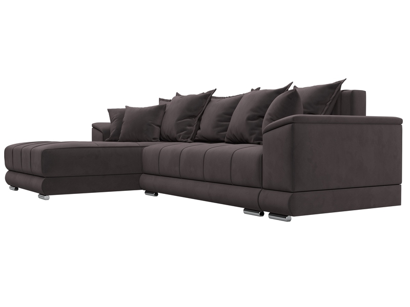 Диван угловой НордСтар левый угол, Велюр, SEVEN 727 коричневый