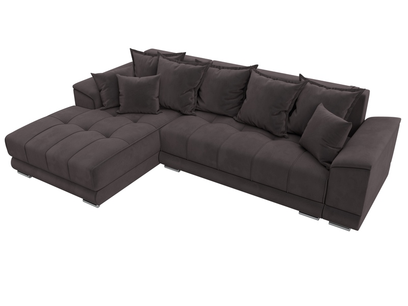 Диван угловой НордСтар левый угол, Велюр, SEVEN 727 коричневый