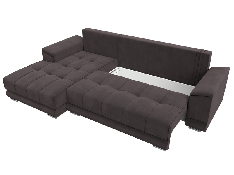 Диван угловой НордСтар левый угол, Велюр, SEVEN 727 коричневый