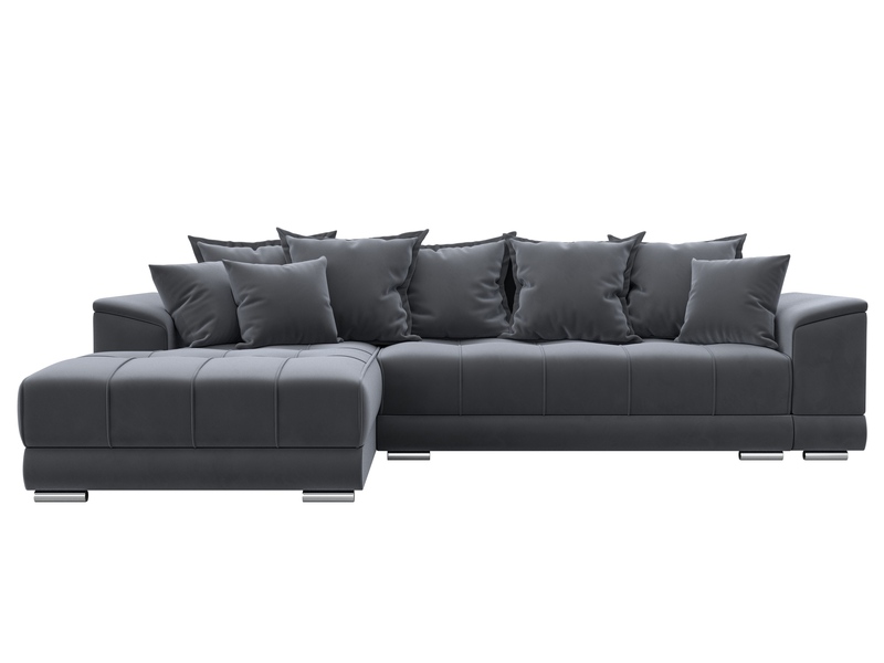 Диван угловой НордСтар левый угол, Велюр, SEVEN 17 серый