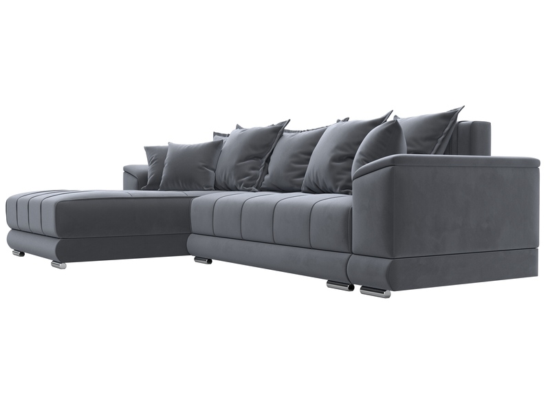 Диван угловой НордСтар левый угол, Велюр, SEVEN 17 серый