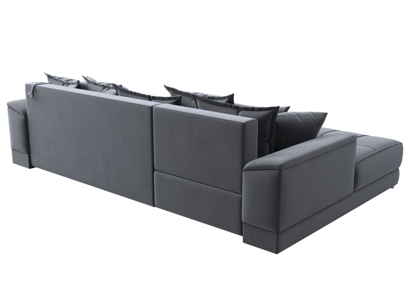 Диван угловой НордСтар левый угол, Велюр, SEVEN 17 серый