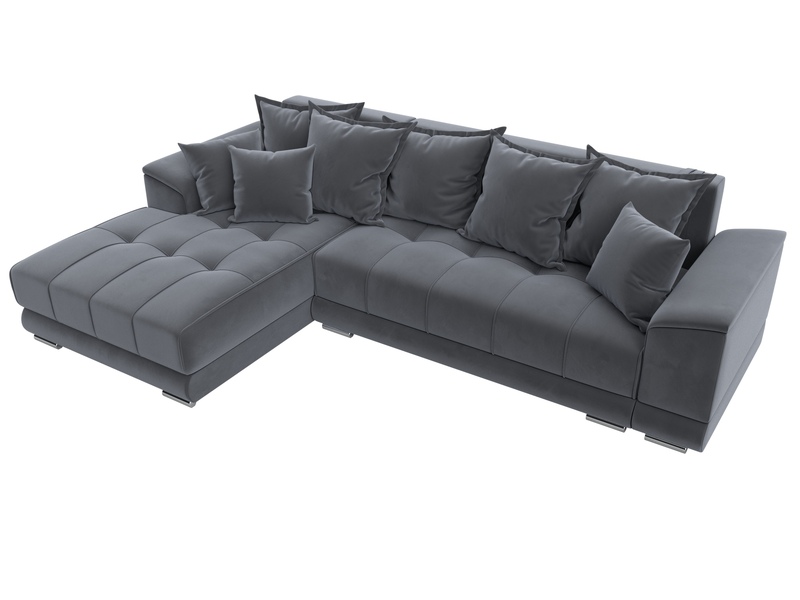 Диван угловой НордСтар левый угол, Велюр, SEVEN 17 серый