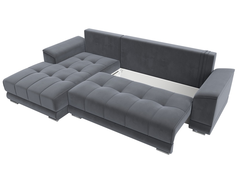 Диван угловой НордСтар левый угол, Велюр, SEVEN 17 серый