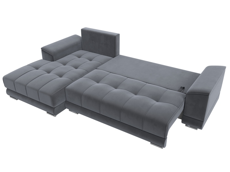 Диван угловой НордСтар левый угол, Велюр, SEVEN 17 серый