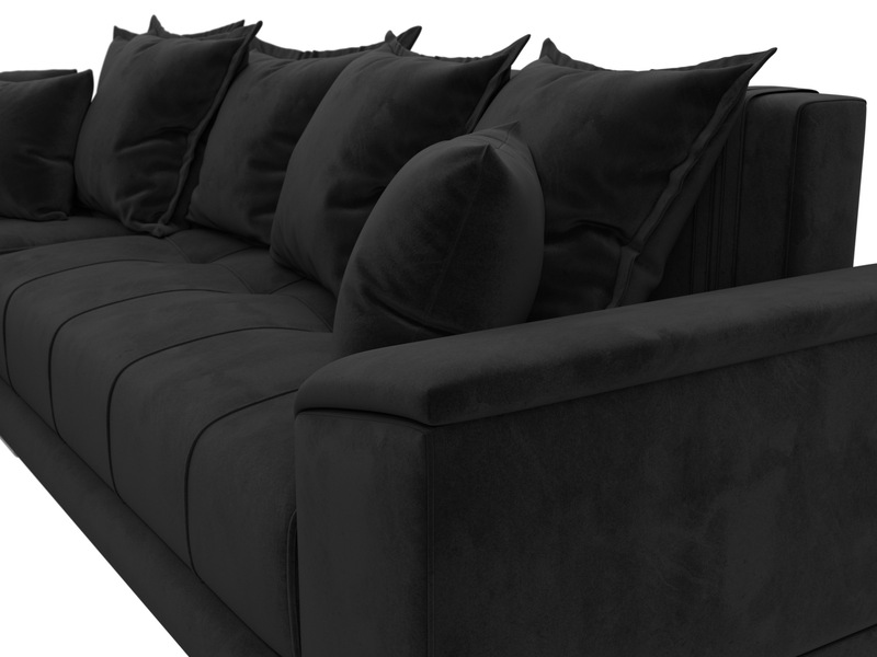 Диван угловой НордСтар левый угол, Велюр, SEVEN 35 черный