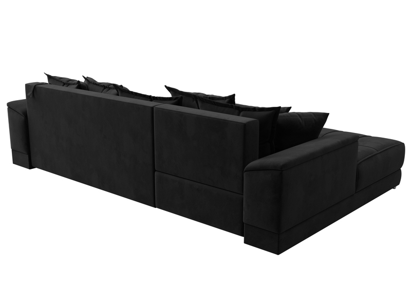 Диван угловой НордСтар левый угол, Велюр, SEVEN 35 черный