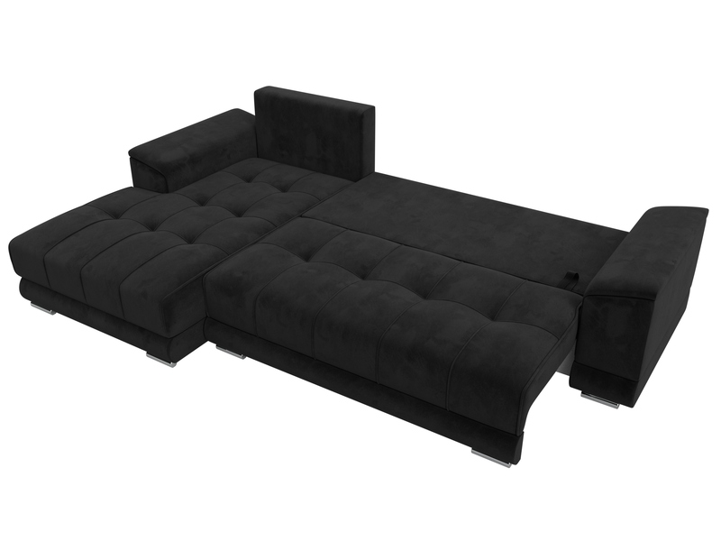 Диван угловой НордСтар левый угол, Велюр, SEVEN 35 черный