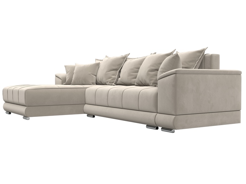 Диван угловой НордСтар левый угол, Микровельвет, Бежевый