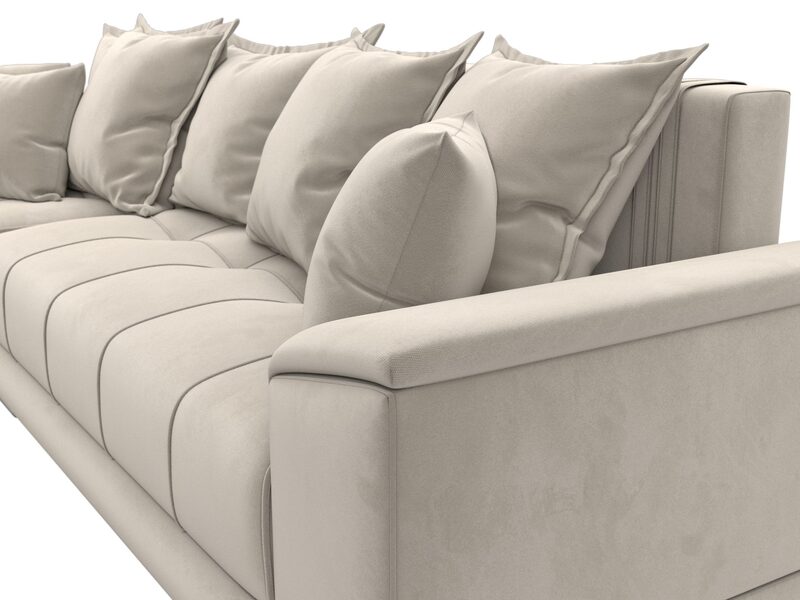 Диван угловой НордСтар левый угол, Микровельвет, Бежевый